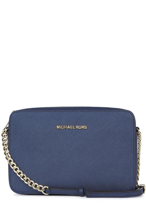 michael kors large jet set crossbody blue|mk jet set saffiano crossbody.